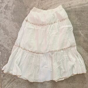 Boho White Skirt with Gold Trim